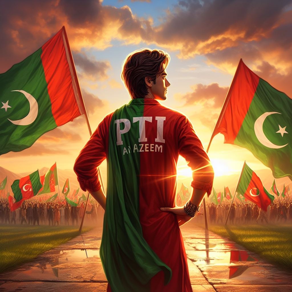 A Picture Of Pti Party Leader In The Skyhas Pti Chairman Imran, Boy Is Handshaking Him, Pti Flags Are Flying In The Back Of Them And Have Many Pti Supporters There,3D Art Painting Realistic Photo